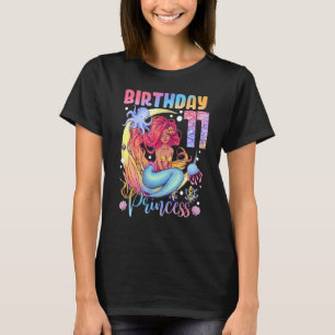 Mermaid Birthday Girl 11 Years Old 11th Birthday P T-Shirt