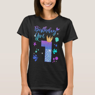 Mermaid Birthday Girl 1 Year Old Its My 1st Bday M T-Shirt