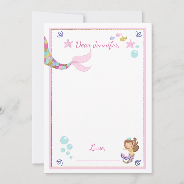 Mermaid Birthday guestbook cards Time Capsule Girl (Front)