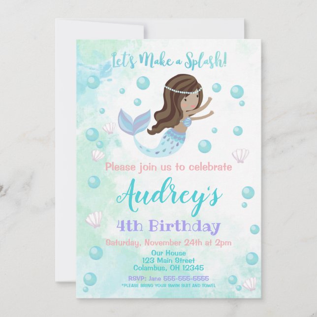 Mermaid Birthday Invitation (Front)