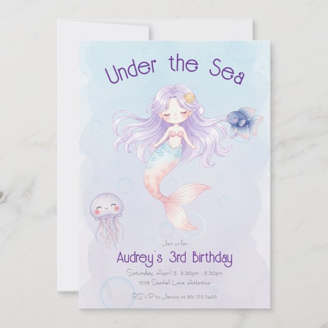 Mermaid Birthday Invitation (Front)