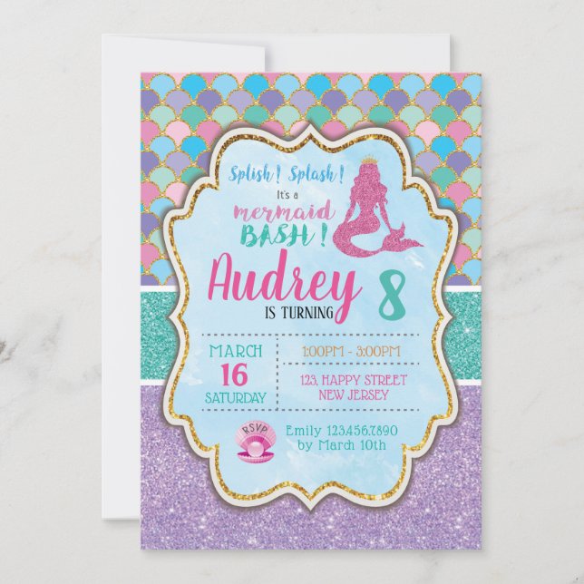 Mermaid Birthday Invitation (Front)