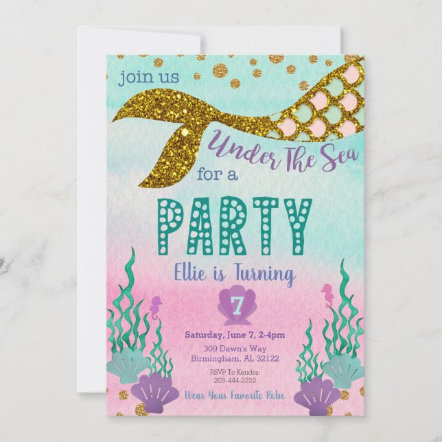Mermaid Birthday Invitation (Front)