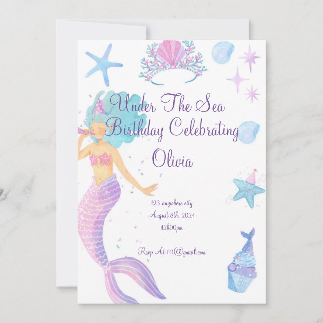 Mermaid Birthday Invitation (Front)
