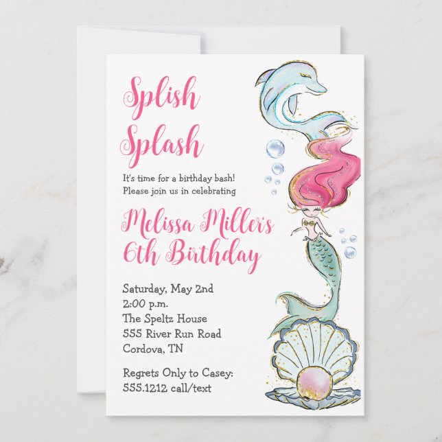 Mermaid Birthday Invitation (Front)