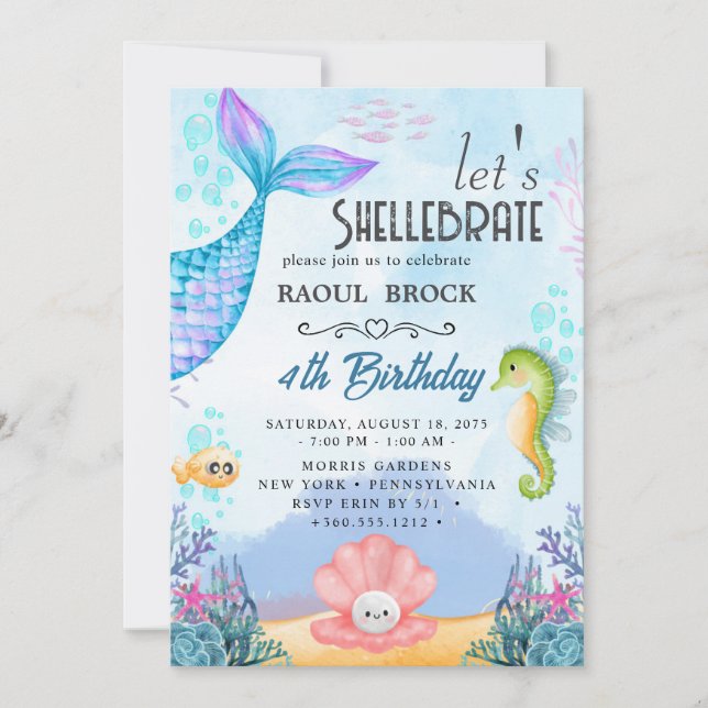 mermaid birthday invitation (Front)
