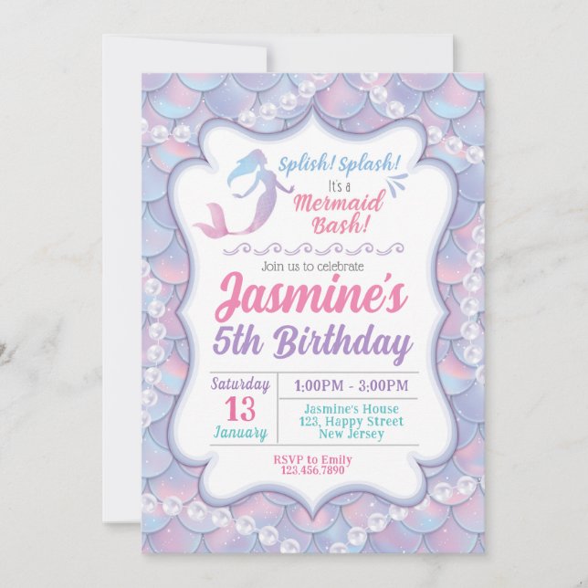 Mermaid Birthday Invitation (Front)