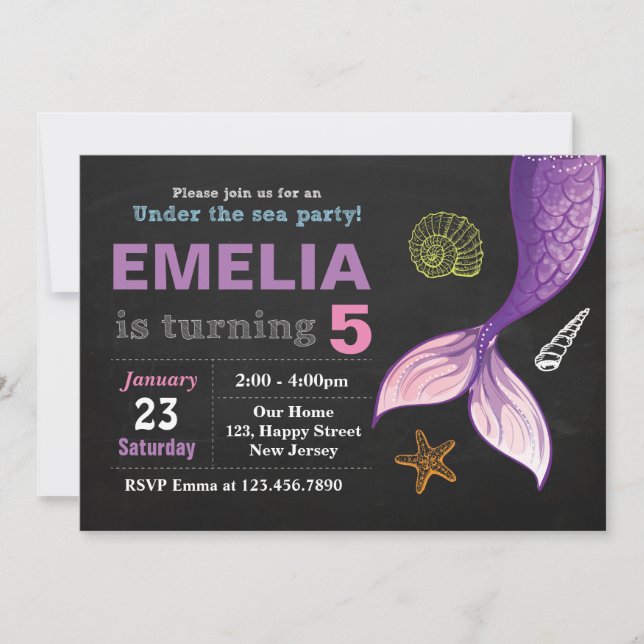 Mermaid Birthday invitation (Front)