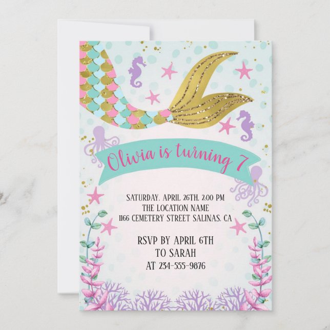 mermaid birthday invitation (Front)