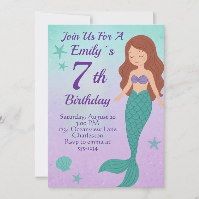 Mermaid Birthday Invitation (Front)