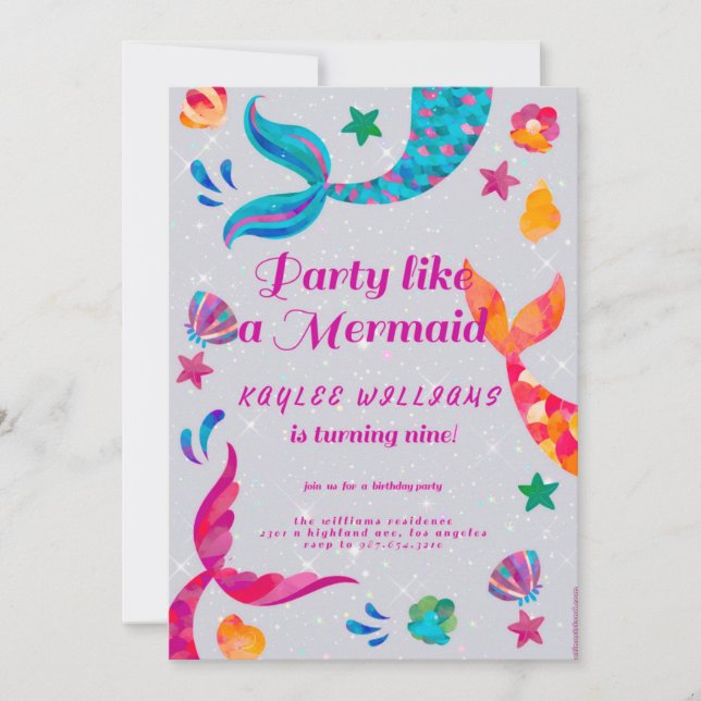 mermaid birthday invitation (Front)