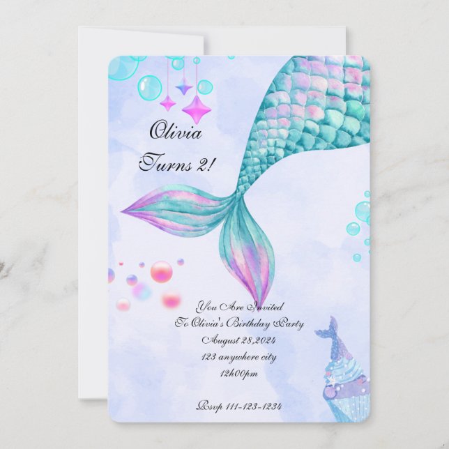 Mermaid Birthday Invitation (Front)