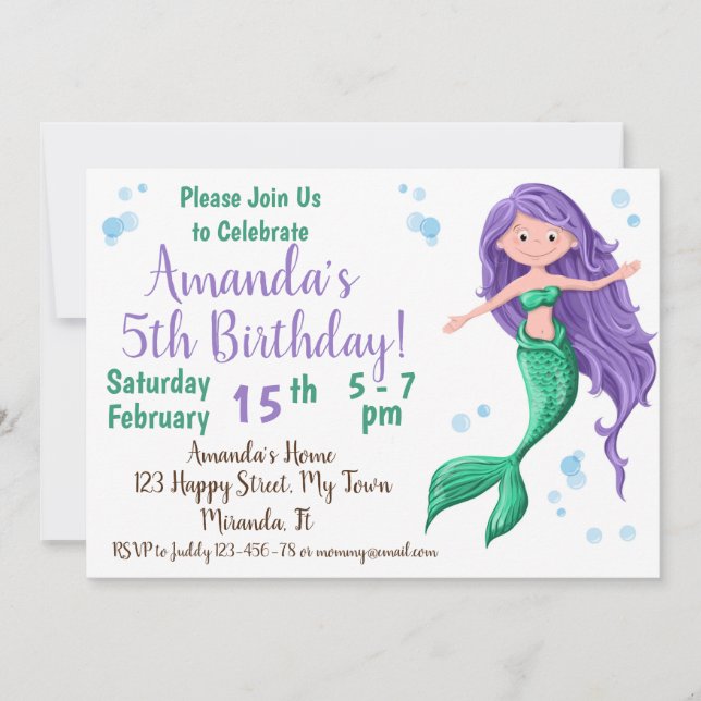 mermaid birthday invitation (Front)
