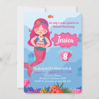 Mermaid Birthday Invitation, Editable Invitation