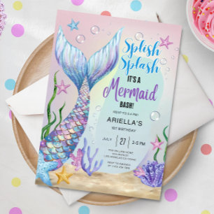 Mermaid Birthday Invitation, EDITABLE Mermaid Invi Invitation