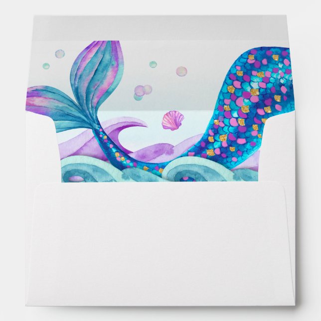 Mermaid Birthday Invitation Envelope (Back (Bottom))