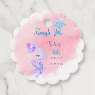 Mermaid Birthday Invitation Favour Tags