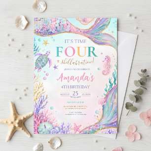 Mermaid Birthday Invitation Girl Watercolor