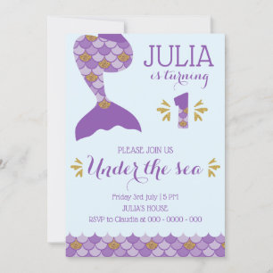 Mermaid Birthday Invitation Mermaid Number 1