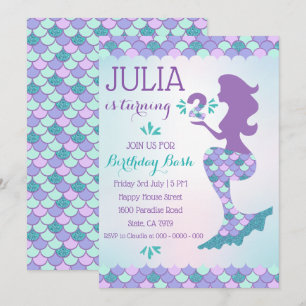 Mermaid Birthday Invitation Mermaid Number 2