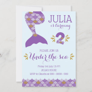 Mermaid Birthday Invitation Mermaid Number 2