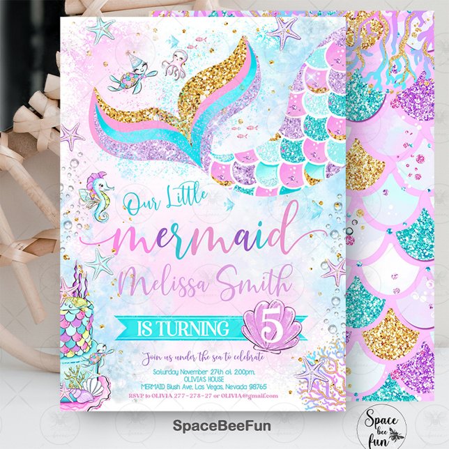Mermaid Birthday Invitation Mermaid Party invite (Mermaid Birthday Invitation Mermaid Party invite
Mermaid Birthday Invitation Mermaid Party invite, P)