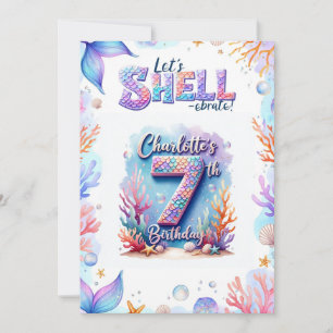 Mermaid Birthday Invitation Personalised  Name Age