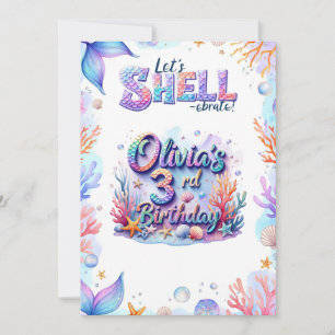 Mermaid Birthday Invitation Personalised  Name Age