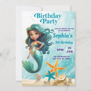 Mermaid Birthday Invitation, Under the Sea Invite