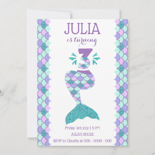 Mermaid Birthday Invitation Under The Sea Party