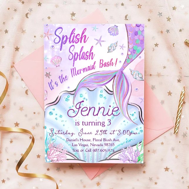 Mermaid Birthday Invitation Under The Sea Party  (Creator Uploaded)