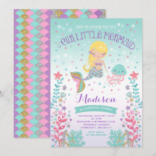 Mermaid Birthday Invitation Under The Sea Party