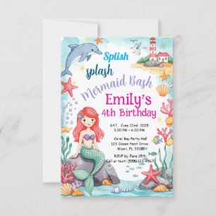 Mermaid Birthday Invitation Watercolor Style