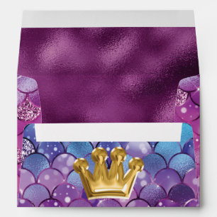 Mermaid Birthday Luxury Personalised Purple pink Envelope
