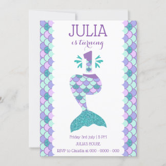 Mermaid Birthday Mermaid Number 1 Invitation