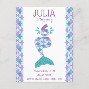 Mermaid Birthday Mermaid Number 6 Invitation Postcard