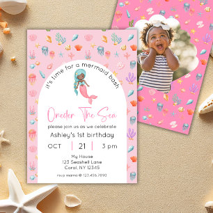 Mermaid Birthday Oneder The Sea Photo Invitation