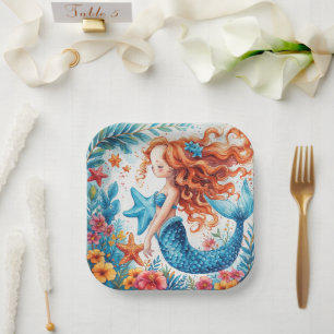 mermaid Birthday or Shower  Paper Plate
