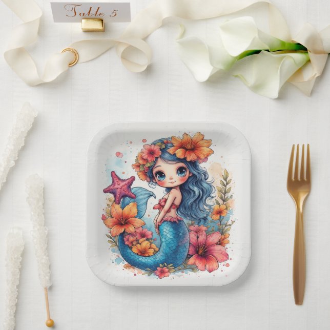 mermaid Birthday or Shower  Paper Plate (Wedding)