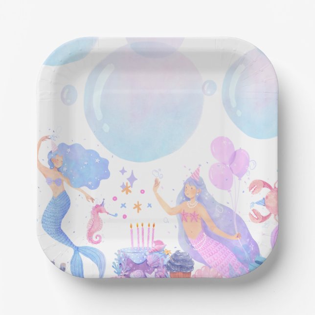 Mermaid Birthday Paper Plate (Front)