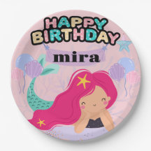 Mermaid Birthday Paper Plate Design – Underwater 