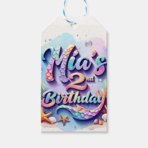 Mermaid Birthday Party  Custom Name Age Mia Gift Tags
