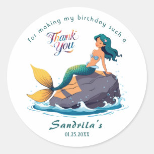 Mermaid  Birthday Party der The Sea Mermaid  Classic Round Sticker