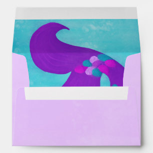 Mermaid Birthday Party Envelopes   Purple & Teal