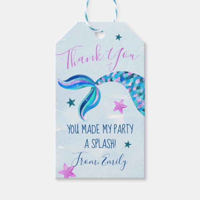 Mermaid Birthday Party Favour Tags (Front)