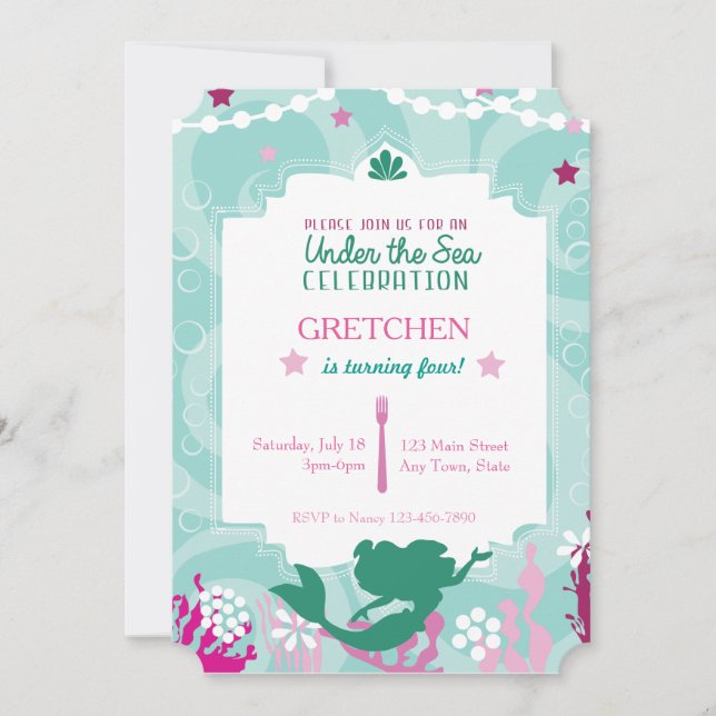 Mermaid Birthday Party Invitation (Front)