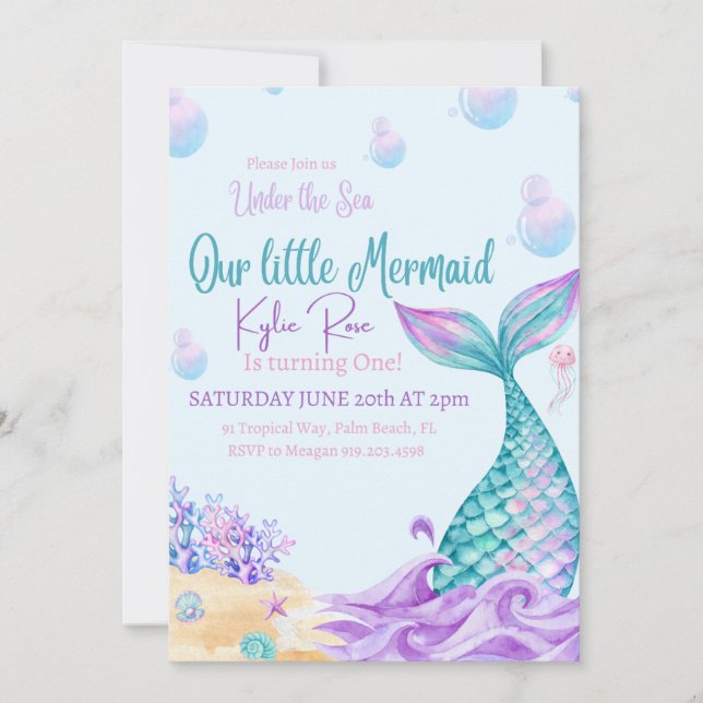 Mermaid Birthday Party Invitation (Front)