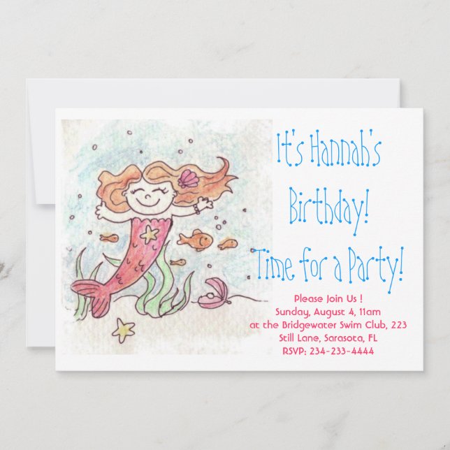 Mermaid Birthday Party Invitation (Front)