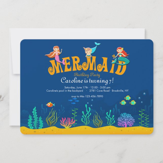 Mermaid Birthday Party Invitation (Front)