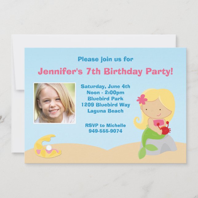 Mermaid Birthday Party Invitation (Front)